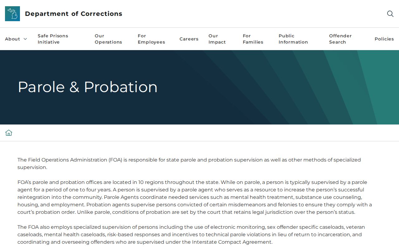 Menominee County parole and probation office lookup